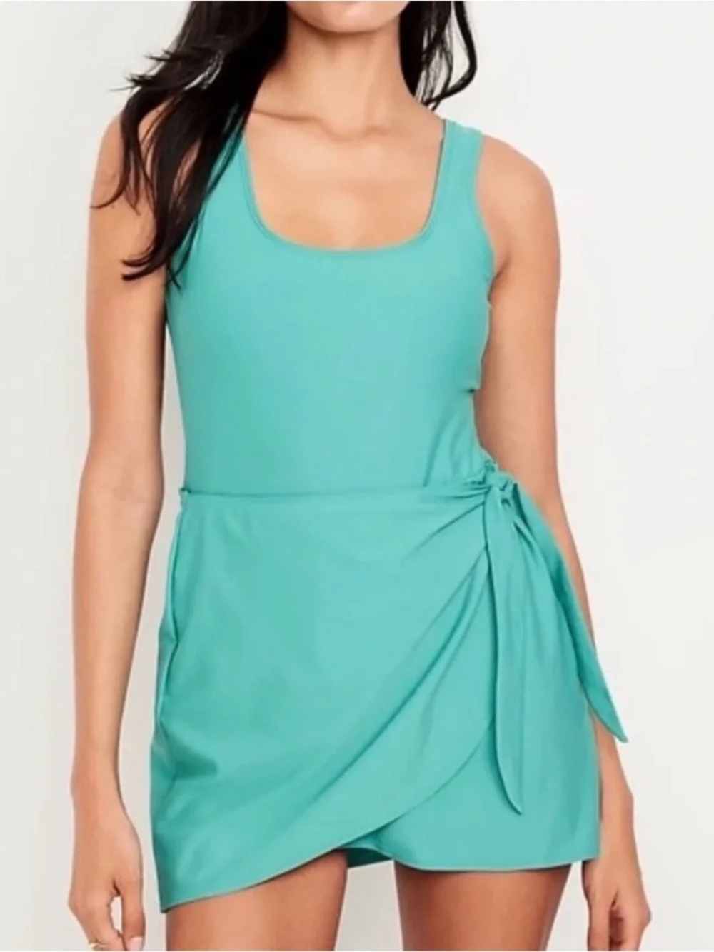 NWT Old Navy Matte Side Tie Swim Dress  // Teal